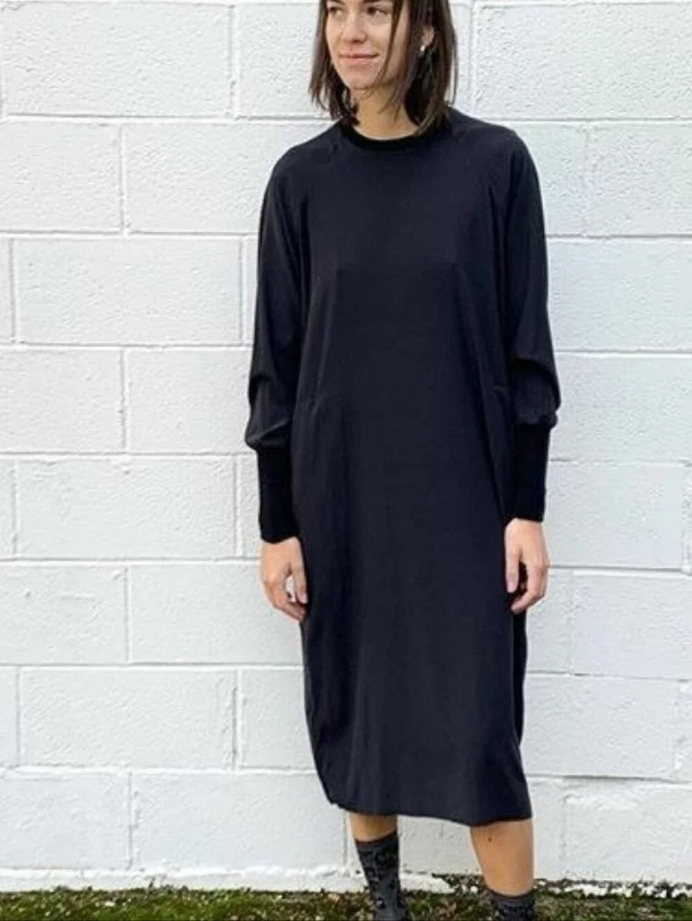 J. Crew Long Sleeve Black Cotton Sweatshirt Dress Size Medium
